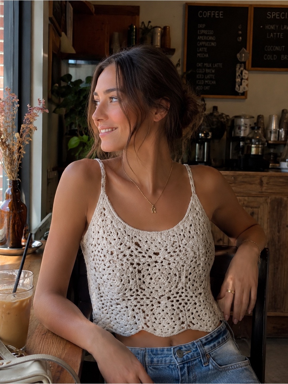 Arizona Jean Company Cream Crochet Camisole Tank